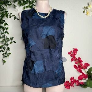 AKRIS Bergdorf Goodman Elegant Blue Sleeveless Top